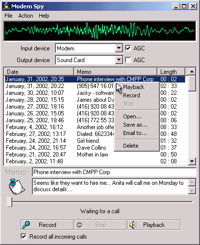 Answering machine software