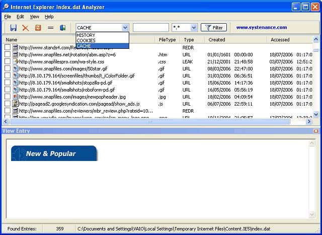 Index.dat Analyzer