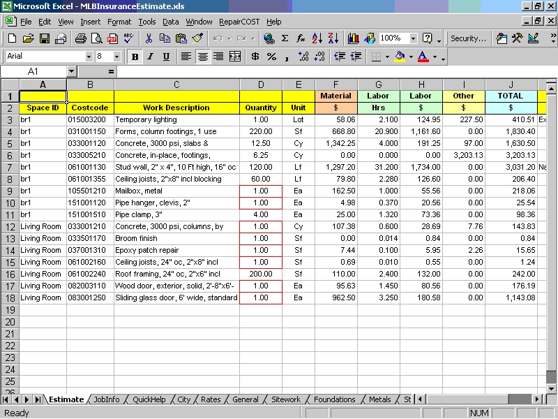 RepairCOST Estimator for Excel