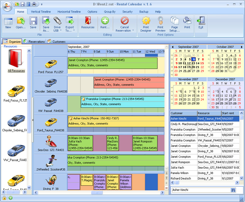 Rental Calendar for Workgroup