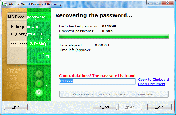 Atomic Excel Password Recovery