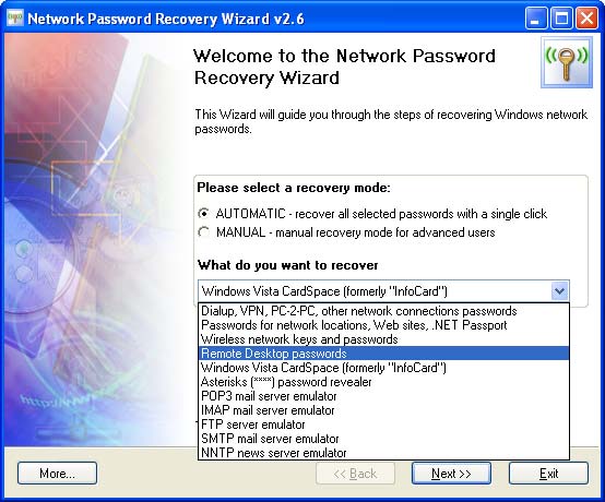 Network Password Recovery Wizard