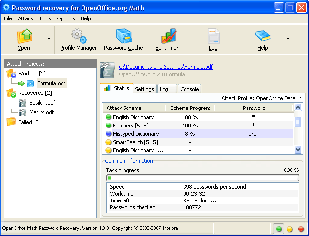 OpenOffice Math Password Recovery