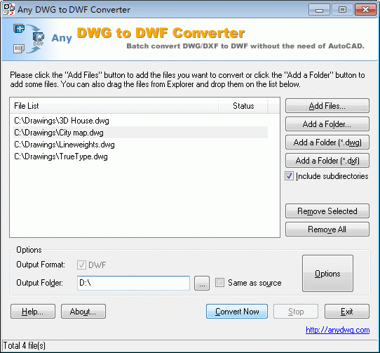 Any DWG to DWF Converter