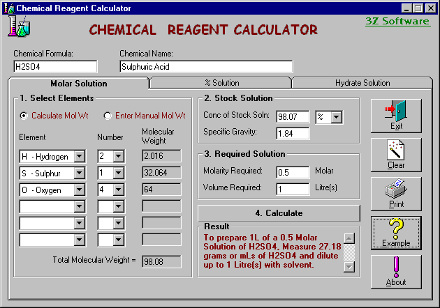 Chemical Reagent Calculator