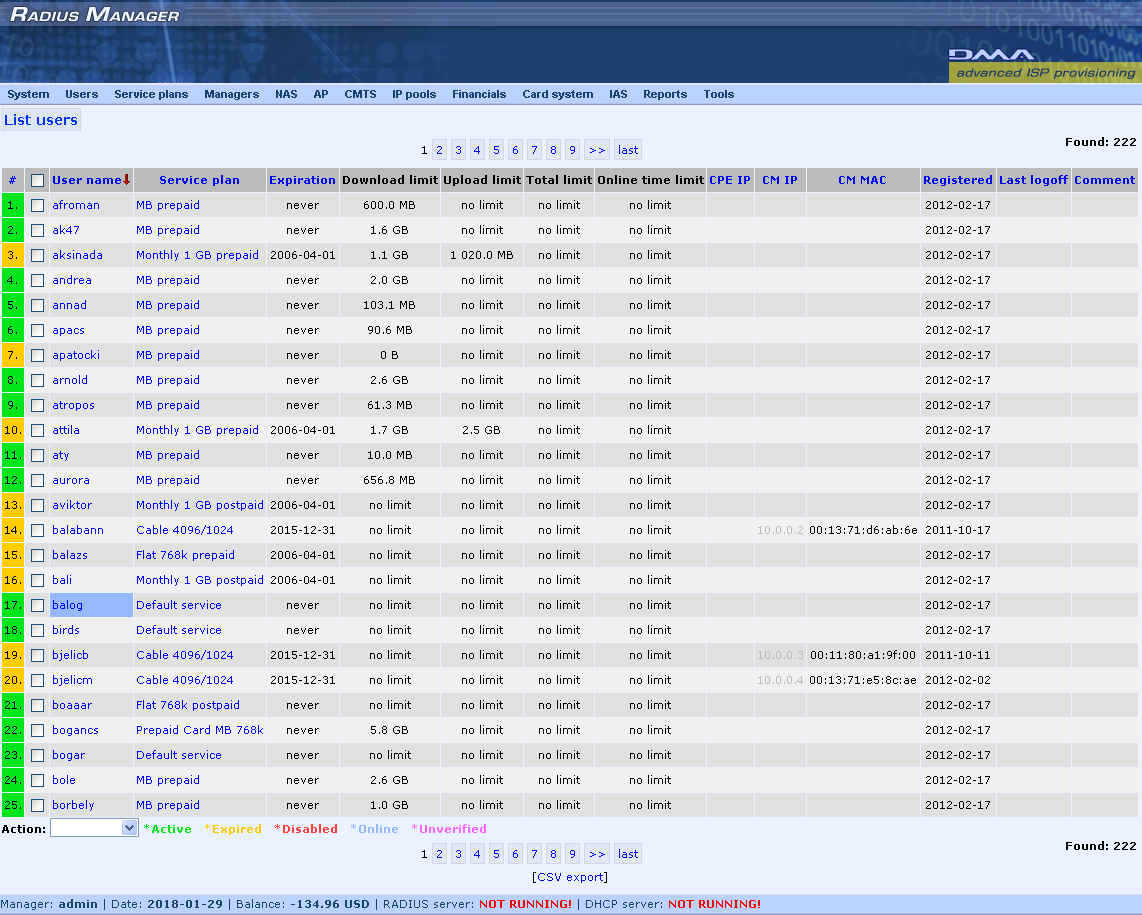 Radius Manager