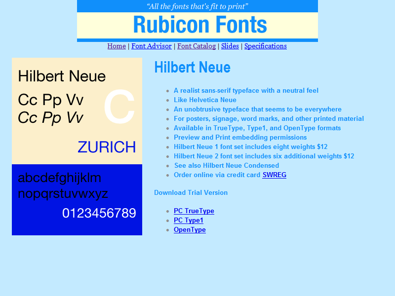 Hilbert Neue Fonts