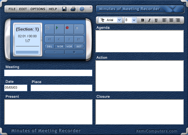 Minutes of Meeting Recorder