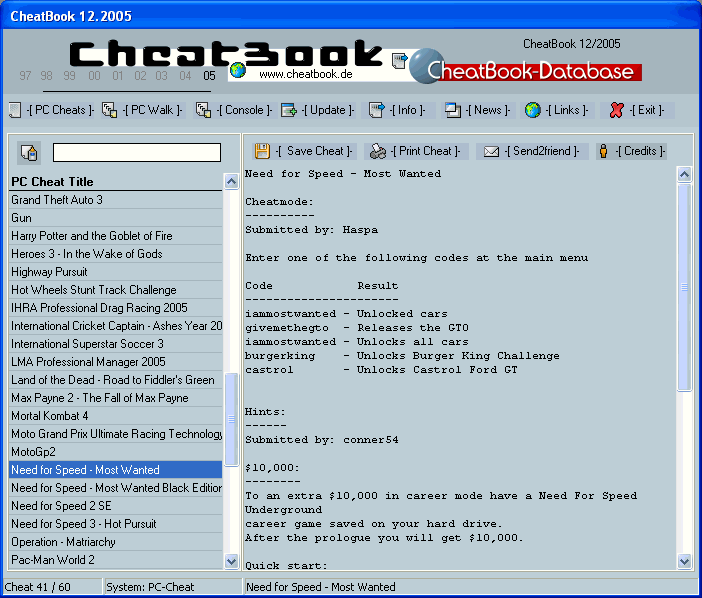 CheatBook Issue 12/2005