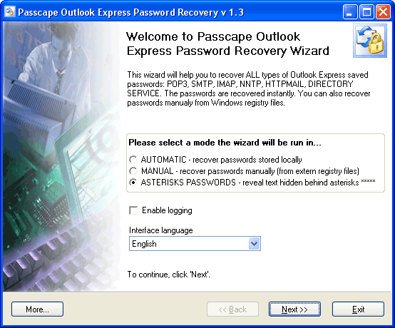 Outlook Express Password Recovery