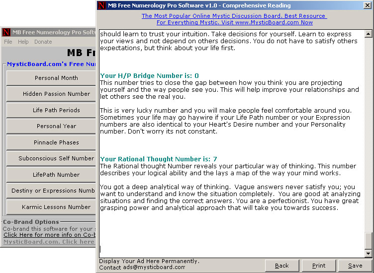 MB Numerology Pro Software