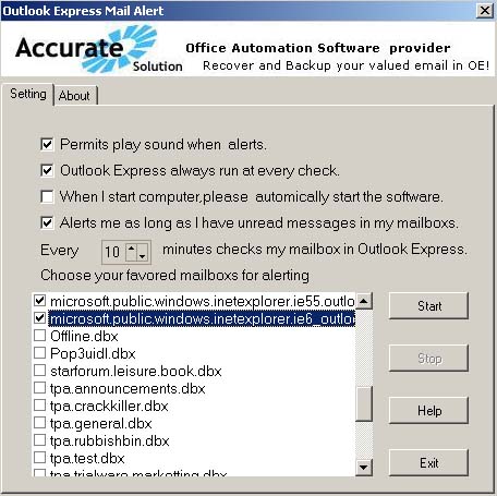 Outlook Express Mail Alert