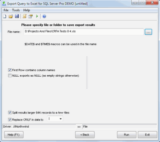 Export Query to Excel for SQL Server