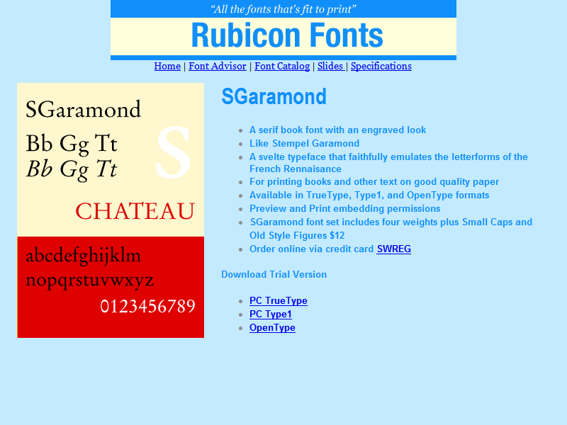 SGaramond Font TT