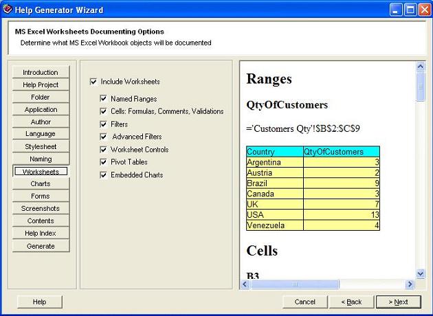 Help Generator for Microsoft Excel