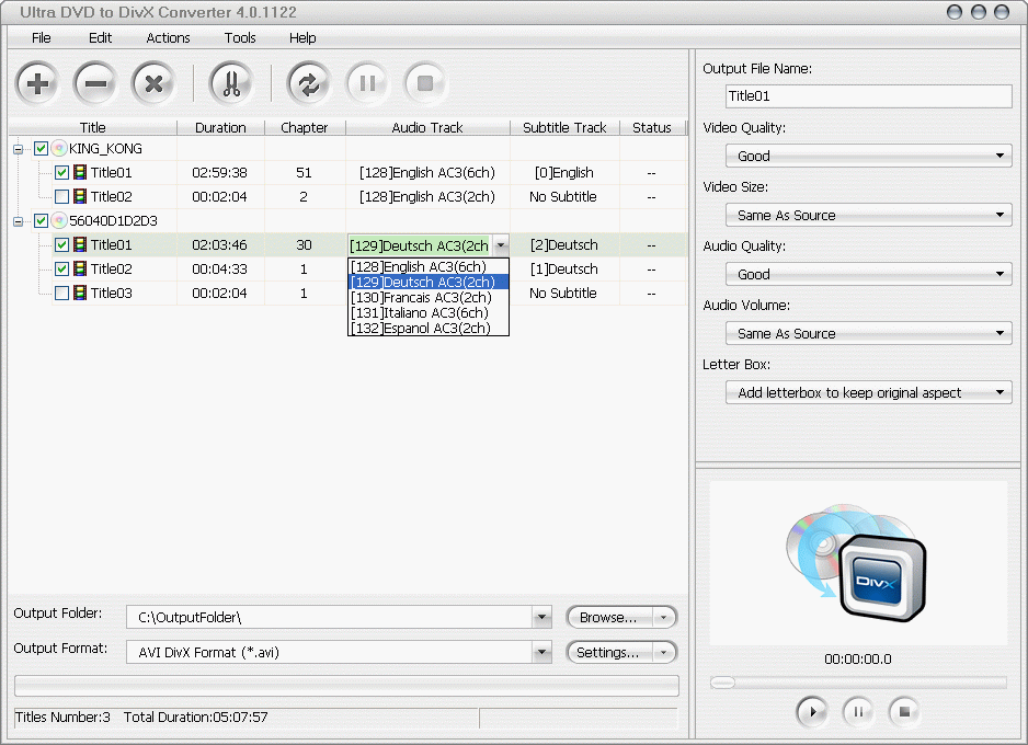 Ultra DVD to DivX Converter