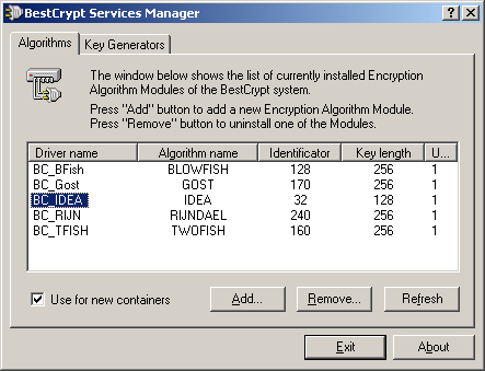 Idea crypting module for BestCrypt