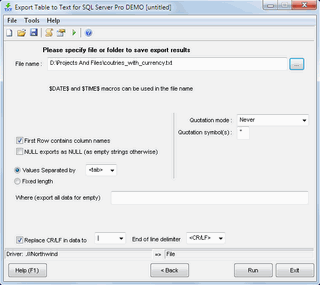 Export Table to Text for SQL Server