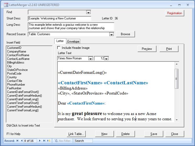 LetterMerger for MS Access