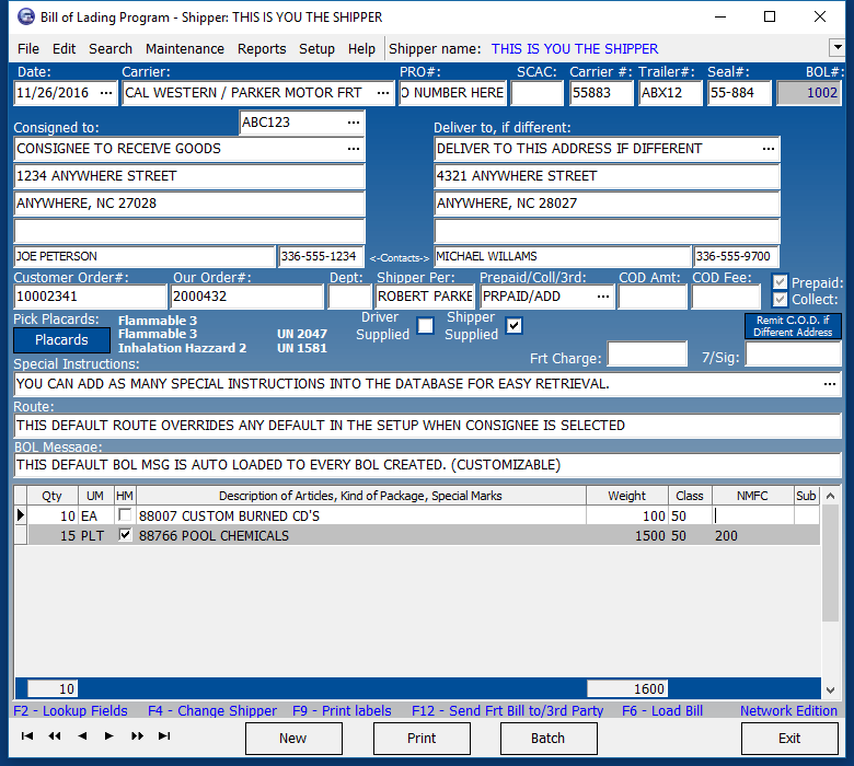 Star Bill of Lading Program