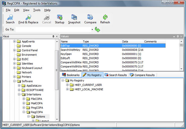 RegCOPA Registry Editor