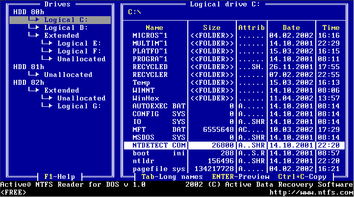 NTFS Reader for DOS