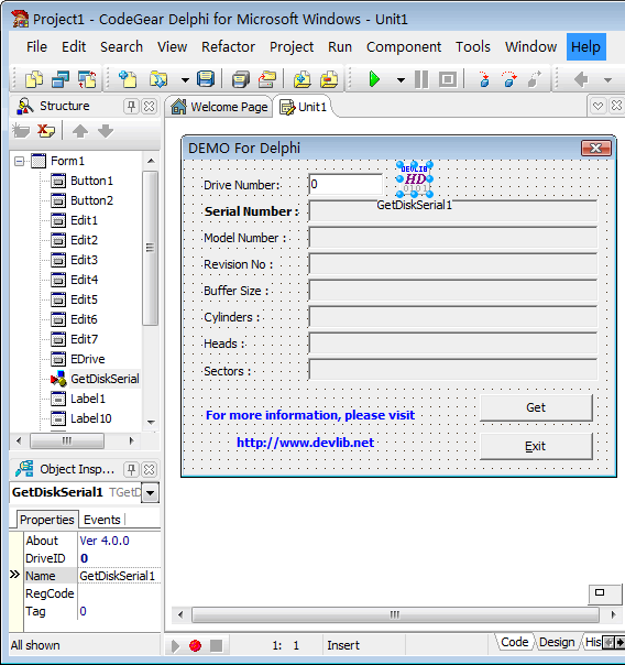 TGetDiskSerial Component