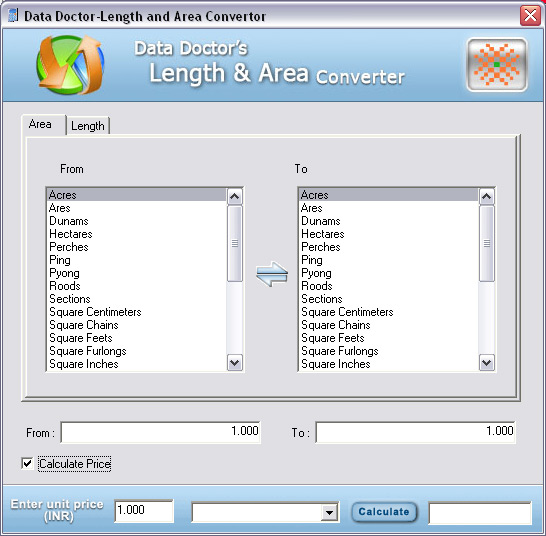 Area Conversion and Price  Calculator