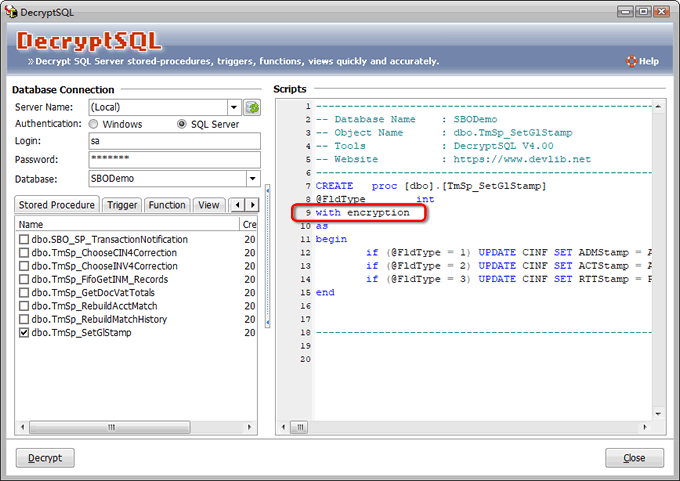DecryptSQL
