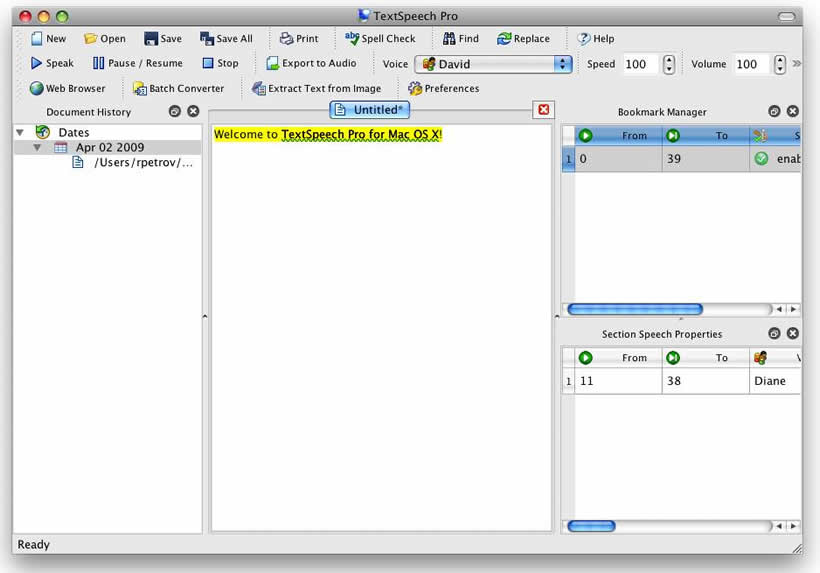 TextSpeech Pro Elements for Mac OS X