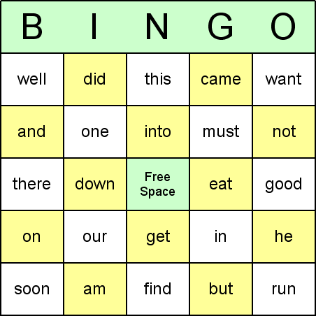 Sight Word Bingo