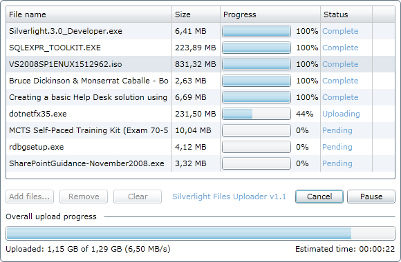 Silverlight Files Uploader