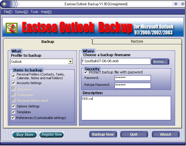 Eastsea Outlook Backup