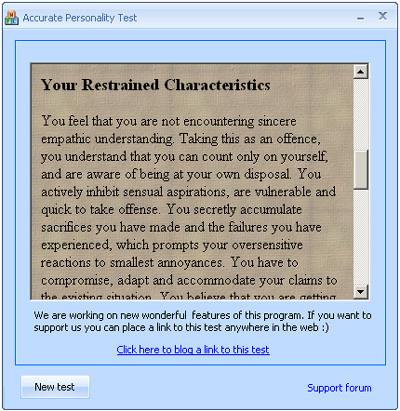 Personality type test