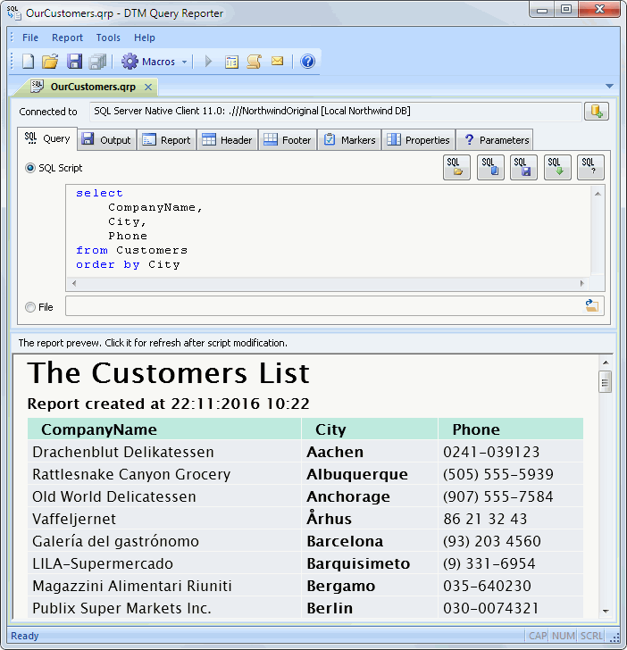 DTM Query Reporter