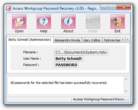 Access Workgroup Password Recovery