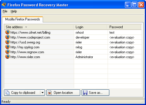 Firefox Password Recovery Master