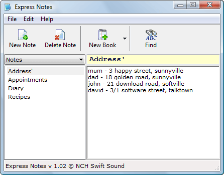 Express Notes Information Organiser