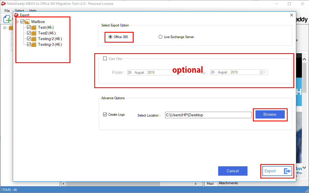 MailsDaddy MBOX to Office 365 Migration