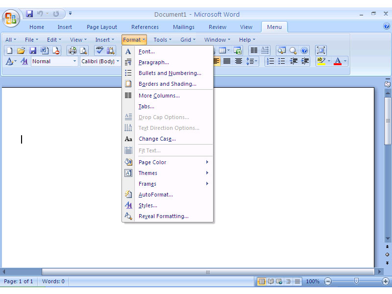 Classic Menu for Word 2007