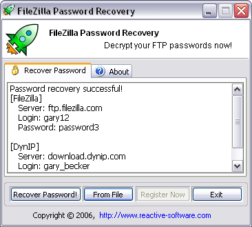 Password Recovery for FileZilla