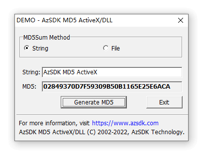 AzSDK MD5 ActiveX