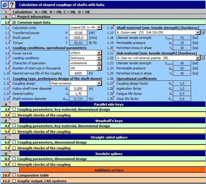 MITCalc Shaft connection