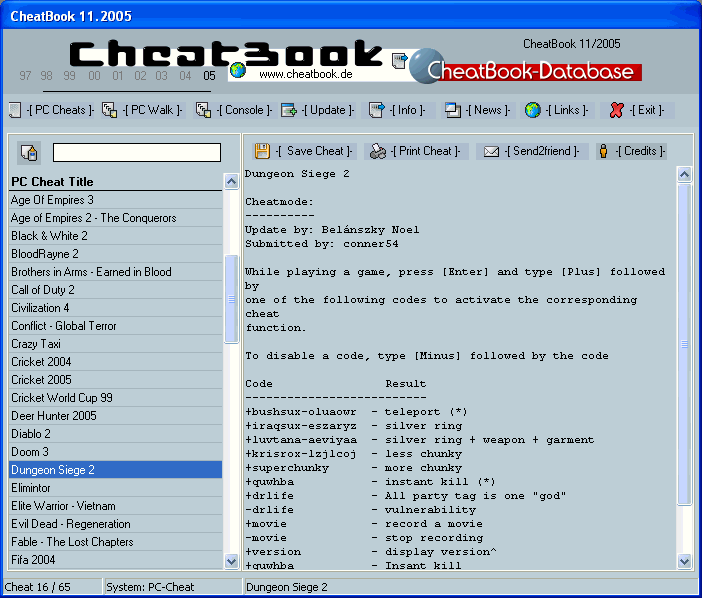 CheatBook Issue 11/2005