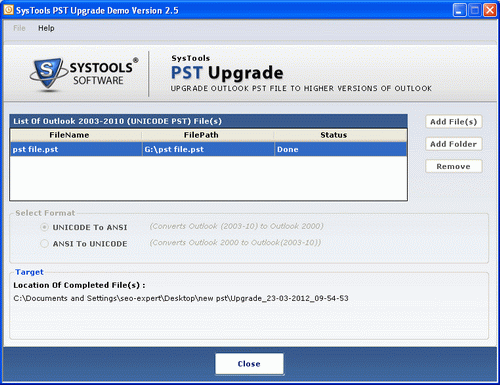 Convert ANSI PST to Unicode PST