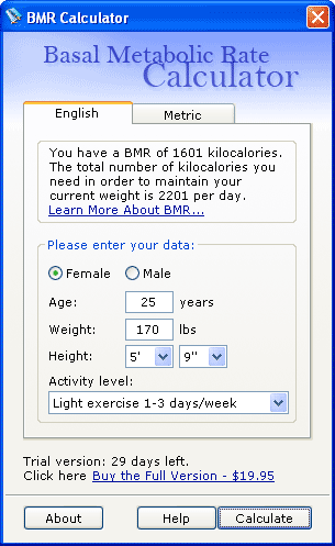 BMR (Basal Metabolic Rate) Calculator