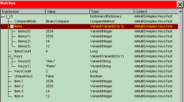 ASP/VBA/COM ActiveX Dictionary object