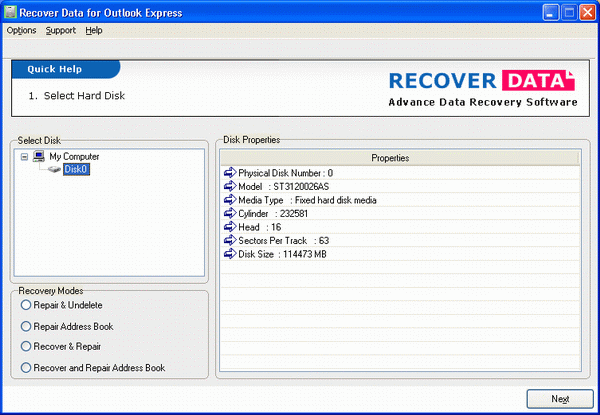 Recover Data for Outlook Express